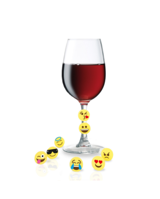 Set 8 markere cu emoticoane pentru pahar - VIN BOUQUET